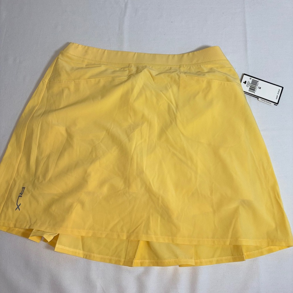RLX Ralph Lauren Golf Skort Medium Yellow New Pleated Back Wicking Athletic - Picture 11 of 12